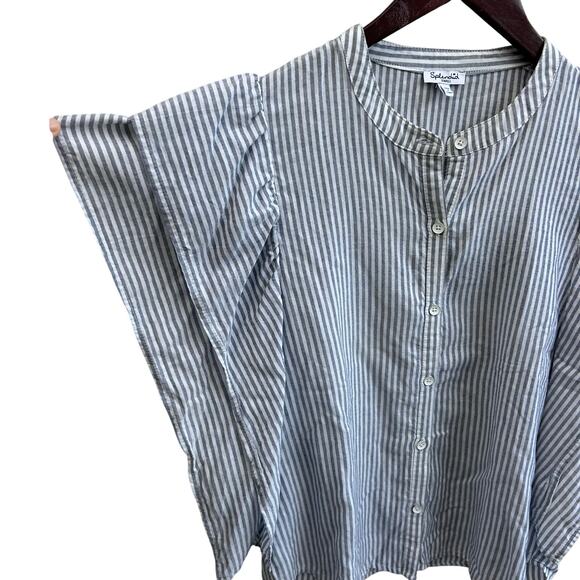 Splendid Organic Cotton Flowy Sleeve Pinstripe Blouse Size Womens Small - Picture 4 of 5